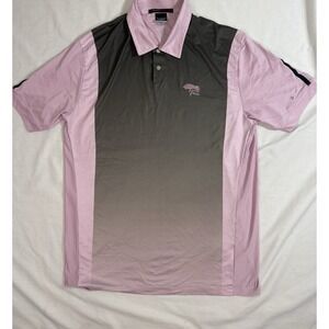 Nike Tiger Woods TW Collection Polo Shirt Mens Size M Pink Black Golf Dri Fit